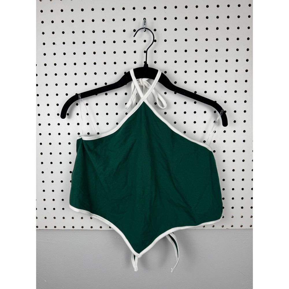 Wild Fable Green Halter Top Handkerchief Hem Football Charms NWT Size L
